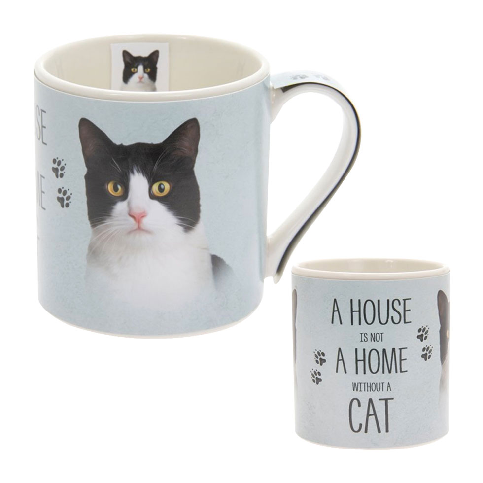 Tazza in ceramica con gatto bianco e nero
